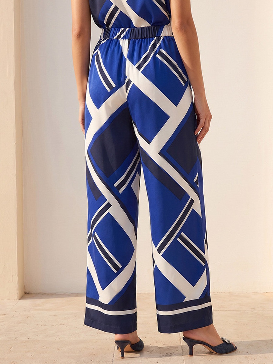 Abstract Print Wide Leg Trousers