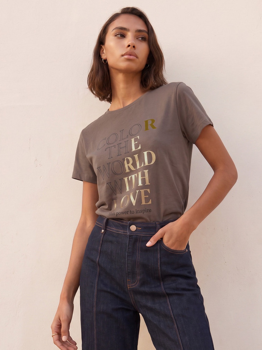 Cotton T-Shirt with Typographic Print