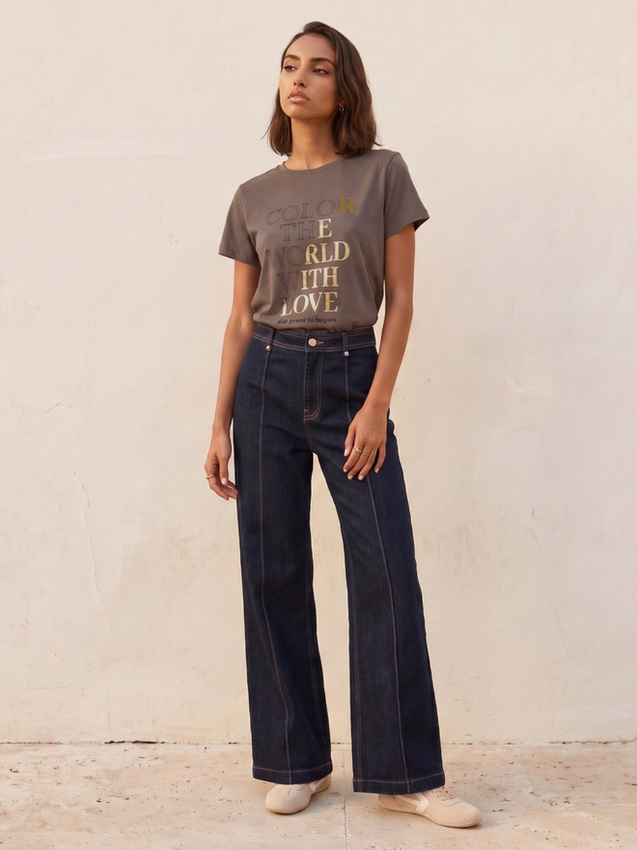 Cotton T-Shirt with Typographic Print