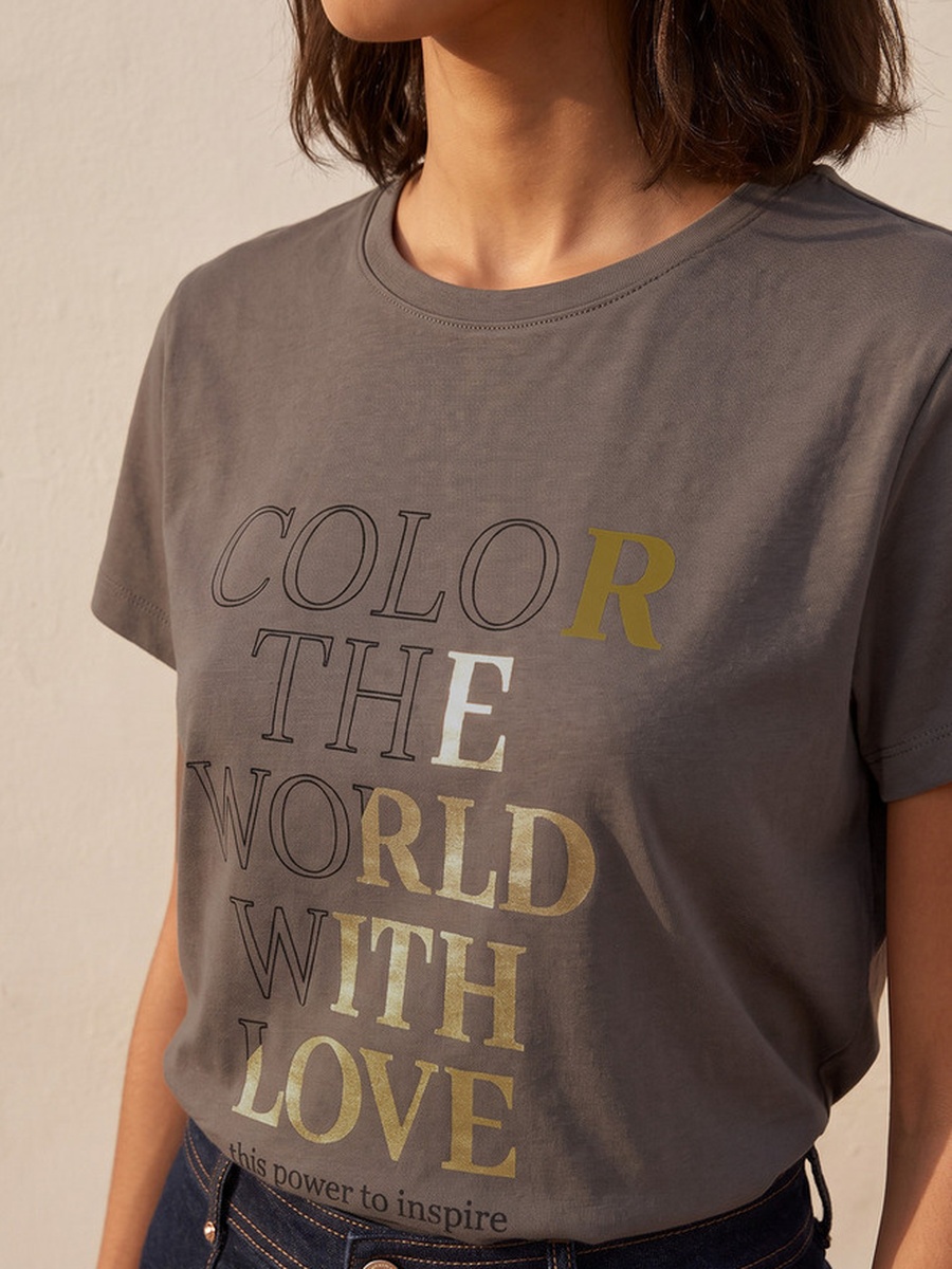 Cotton T-Shirt with Typographic Print