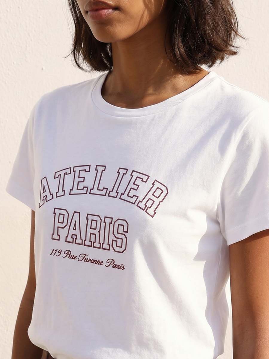 Cotton Slogan Print T-Shirt