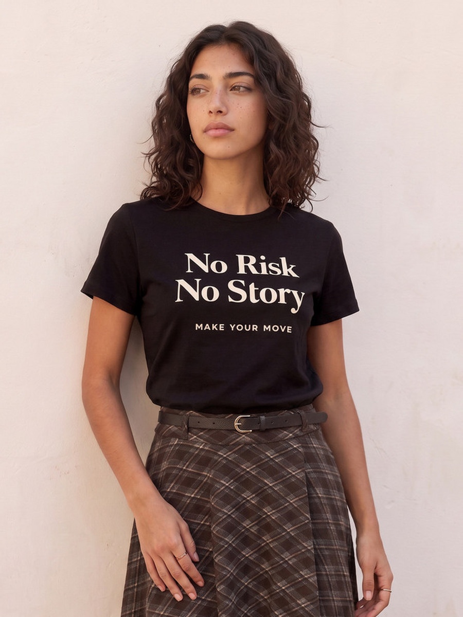 Cotton Slogan Print T-Shirt