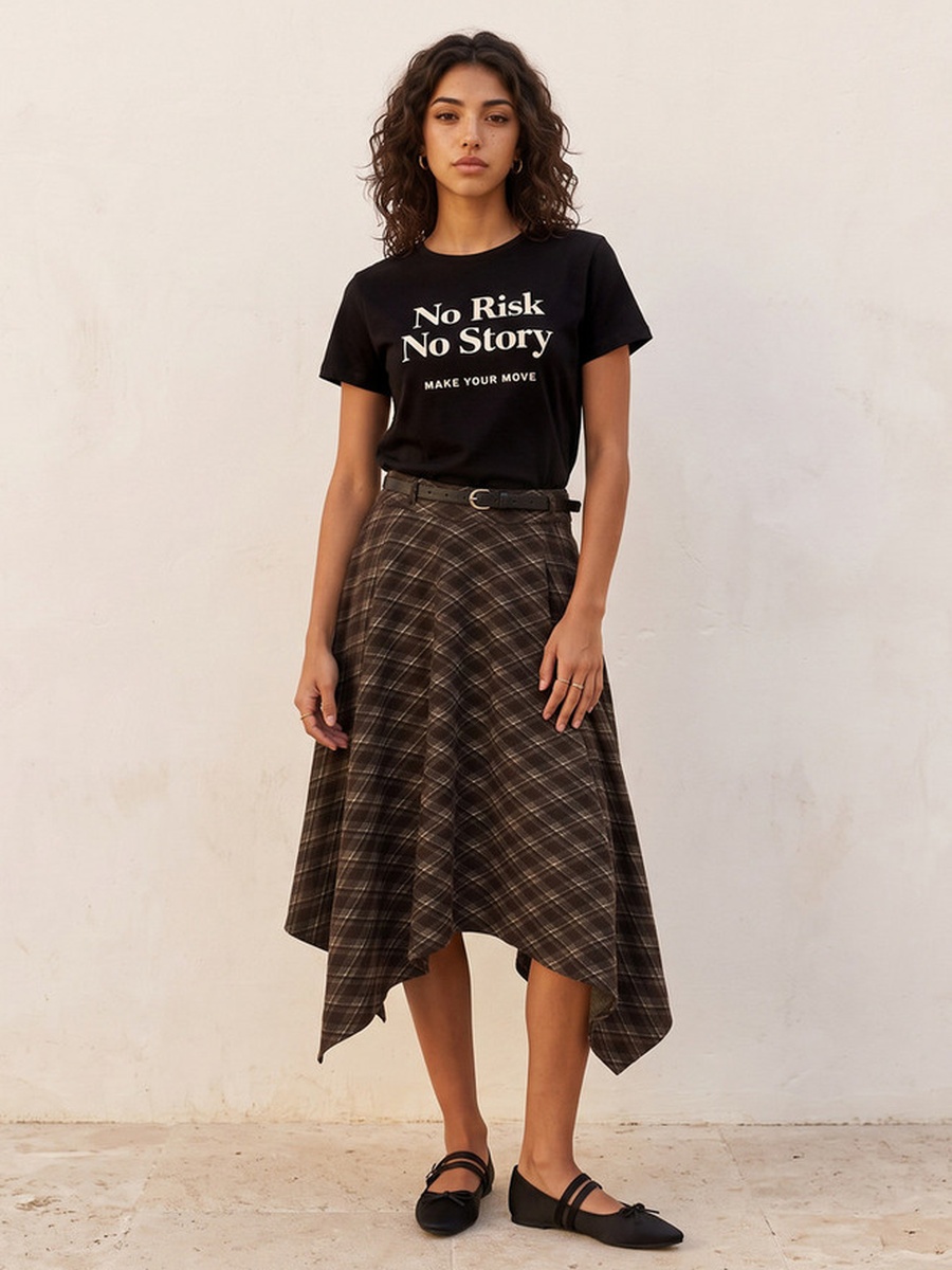 Cotton Slogan Print T-Shirt