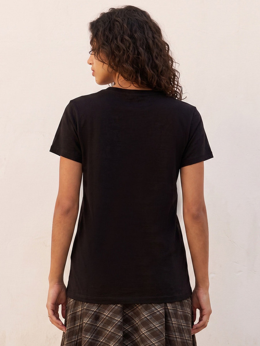 Cotton Slogan Print T-Shirt