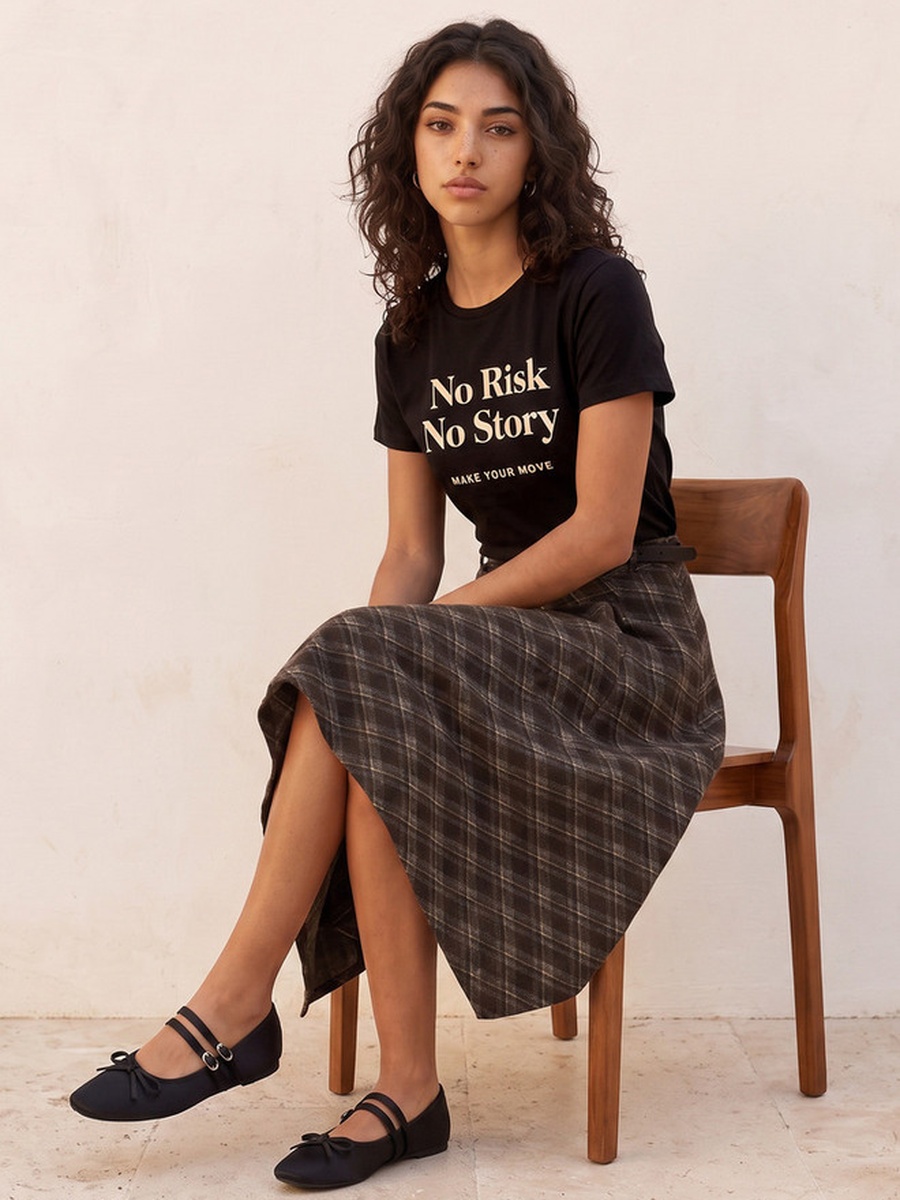 Cotton Slogan Print T-Shirt