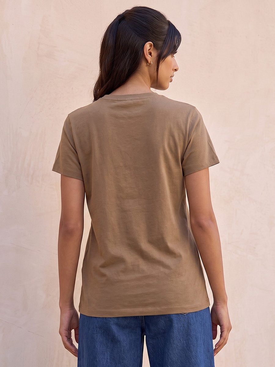 Cotton Slogan Print T-Shirt