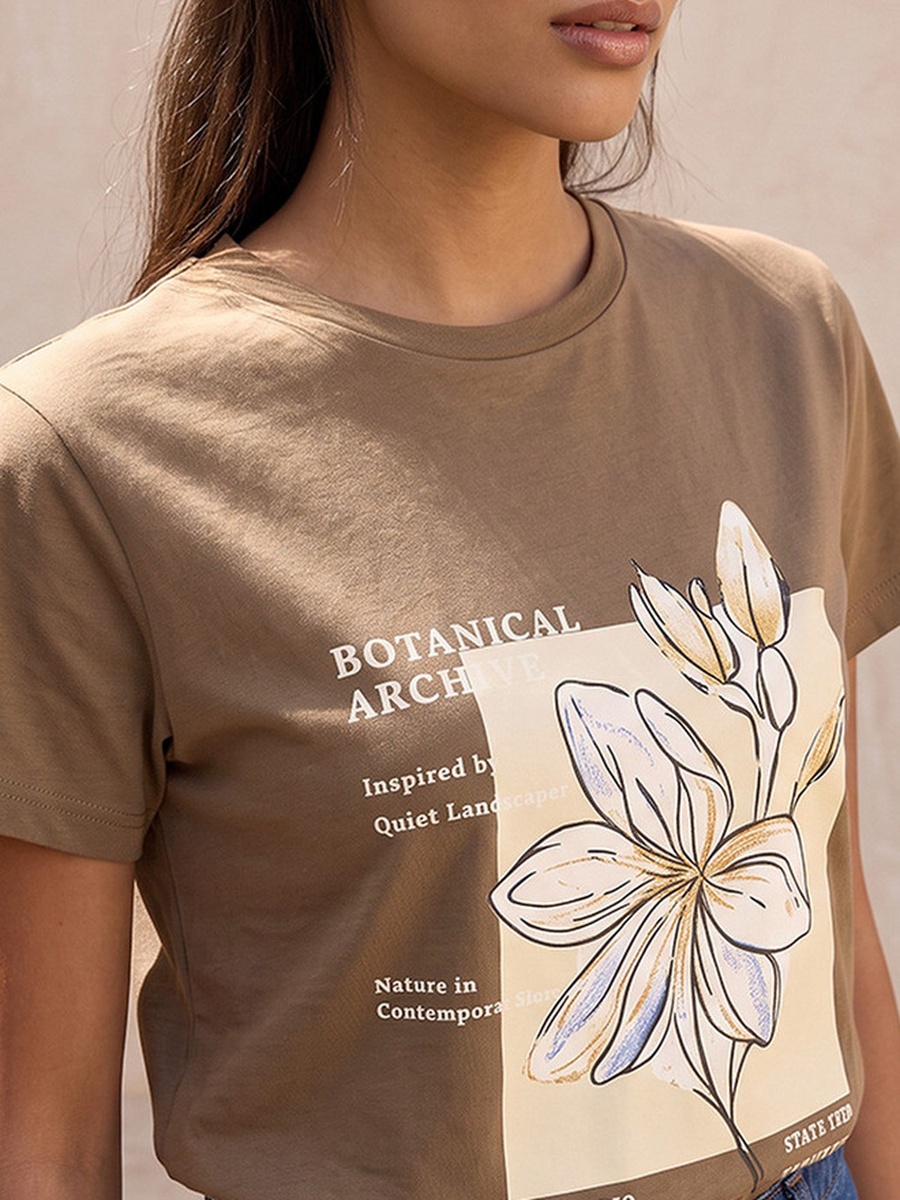 Cotton Slogan Print T-Shirt
