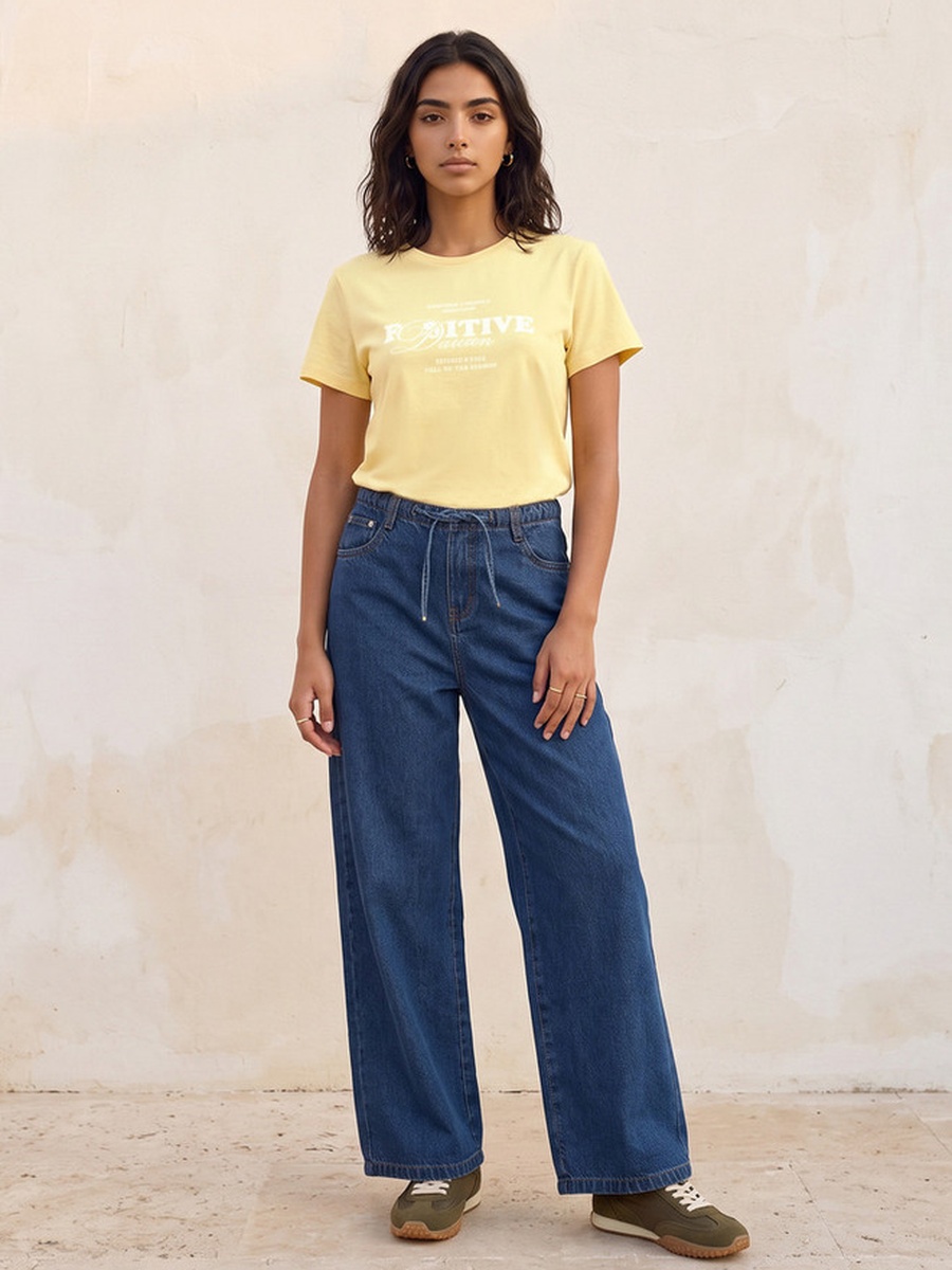 Cotton Slogan Print T-Shirt