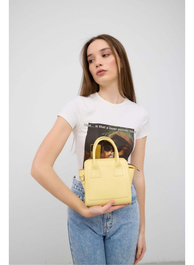 Yellow Handbag with Zip Closure