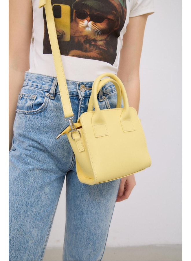 Yellow Handbag with Zip Closure