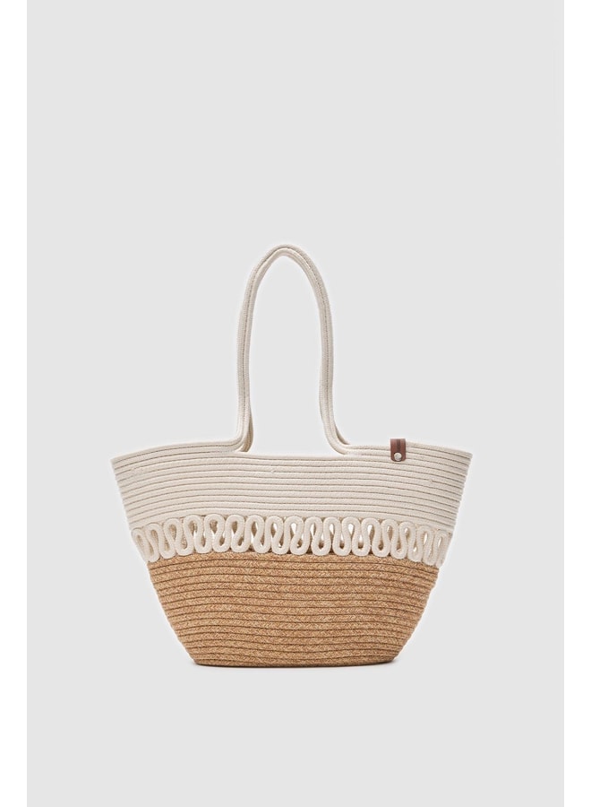 Cream Tote with Open Closure