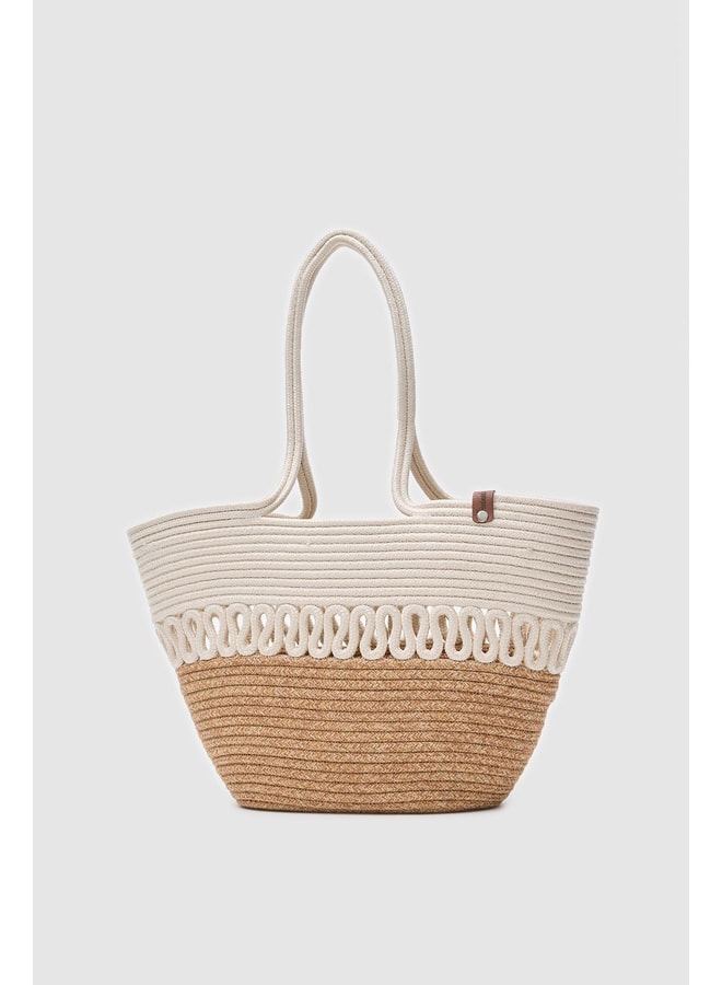 Cream Tote with Open Closure