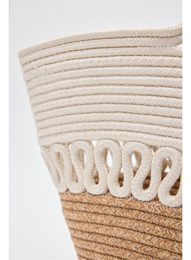 Cream Tote with Open Closure
