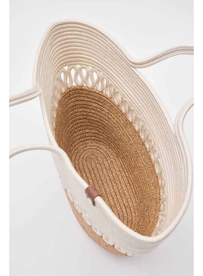 Cream Tote with Open Closure