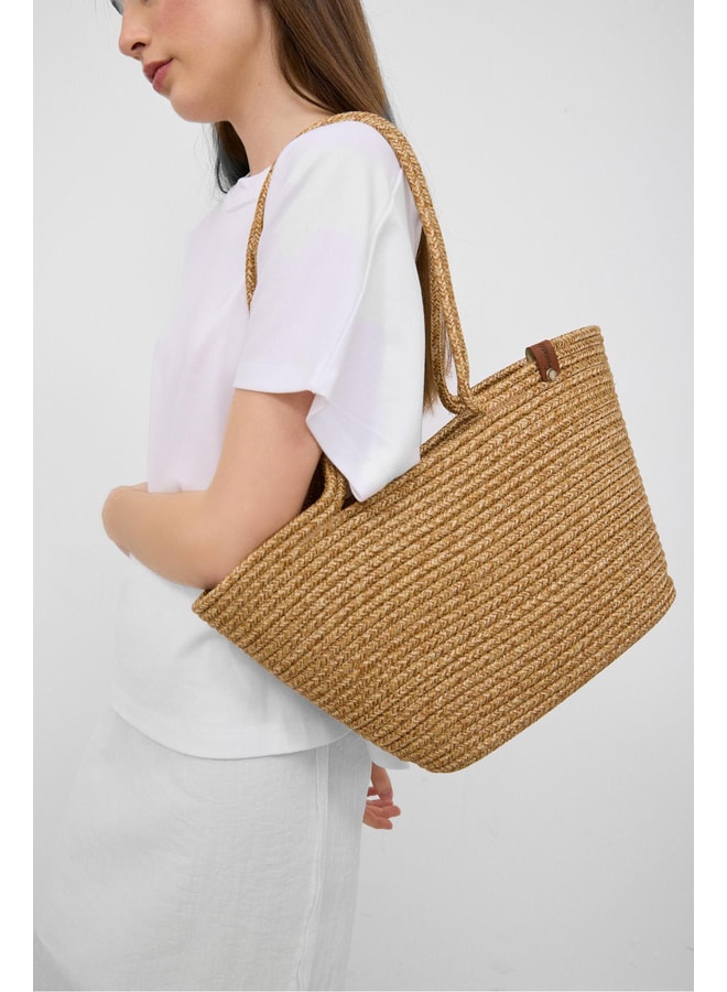 Tan Tote with Open Closure