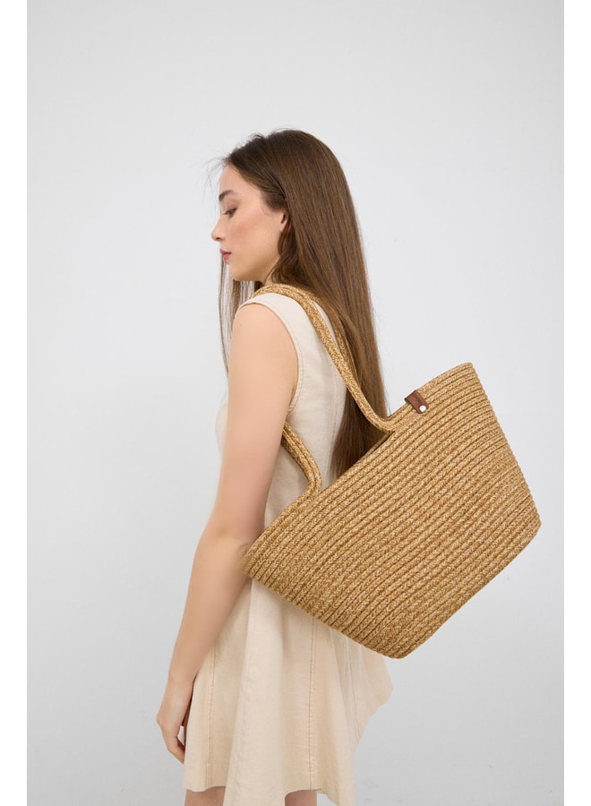 Tan Tote with Open Closure