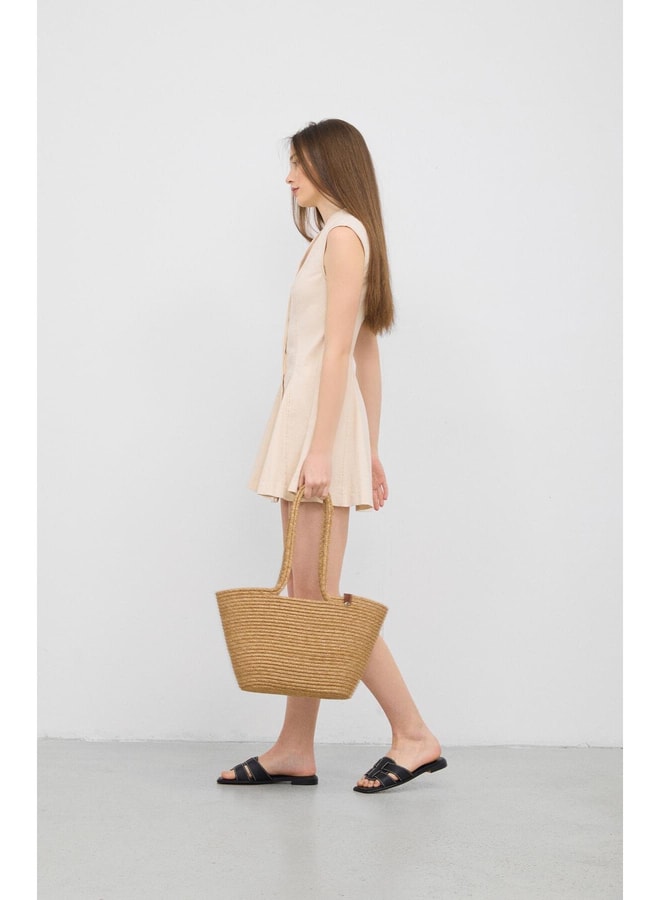 Tan Tote with Open Closure