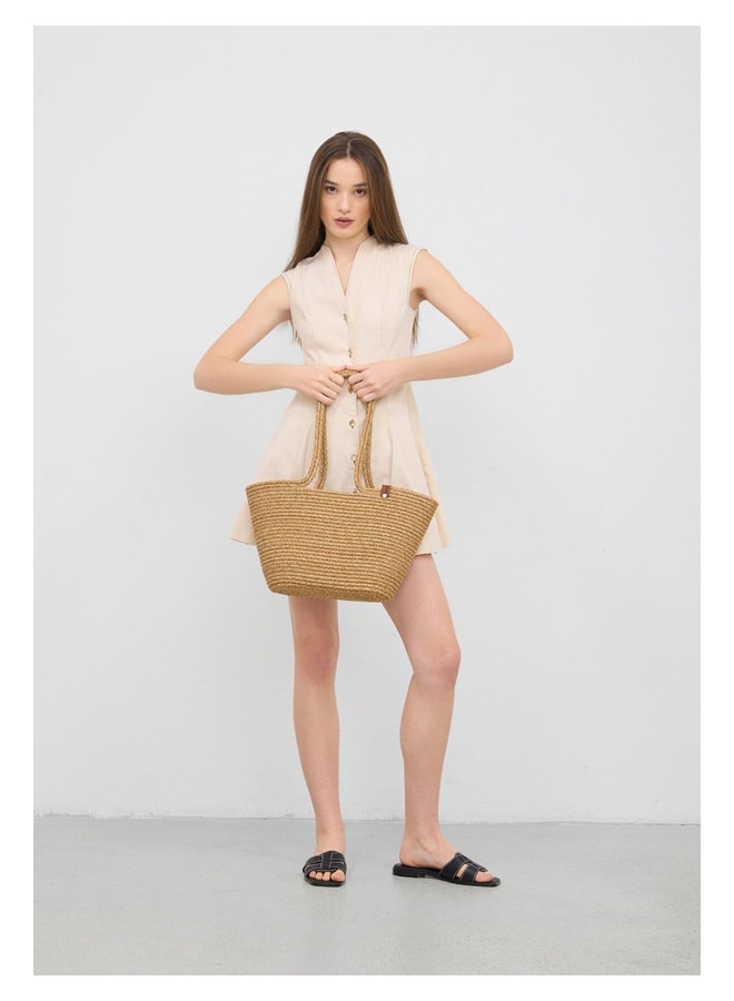 Tan Tote with Open Closure