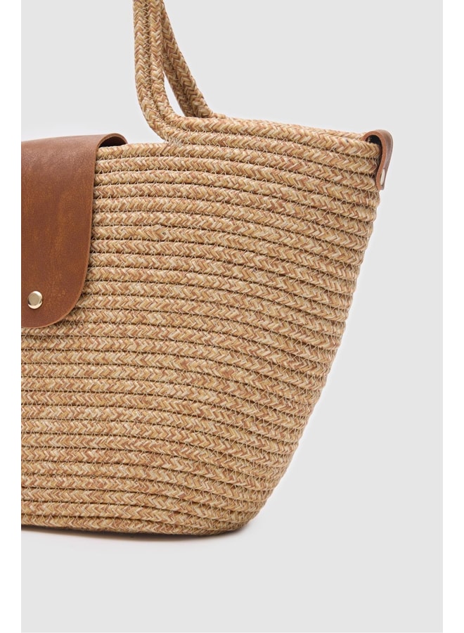 Tan Tote with Clasp Closure