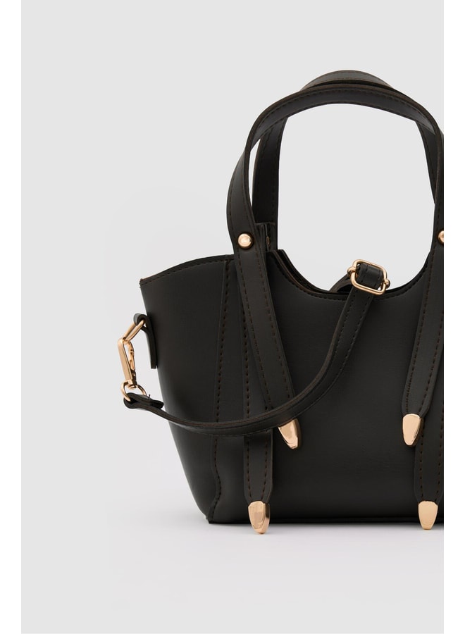 Coffee Brown Handbag with Zip Closure