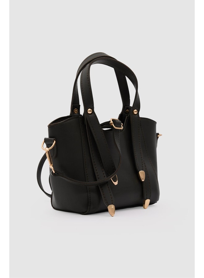 Coffee Brown Handbag with Zip Closure