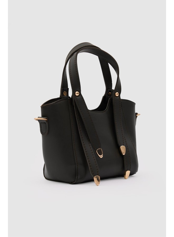 Coffee Brown Handbag with Zip Closure