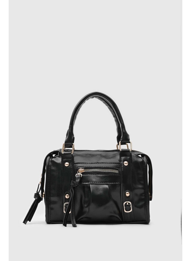 Black Handbag with Zip Closure