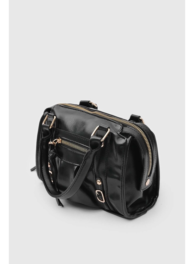 Black Handbag with Zip Closure