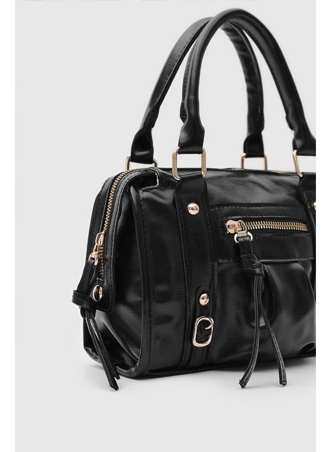 Black Handbag with Zip Closure