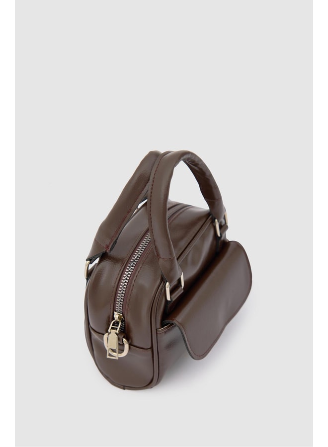 Brown Handbag with Zip Closure