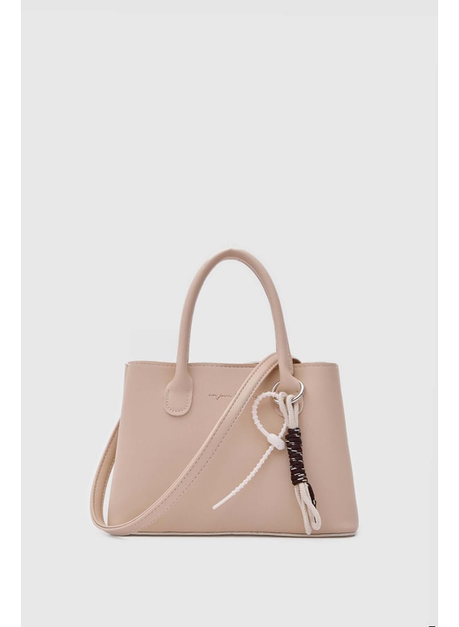 Beige Handbag with Magnetic Closure