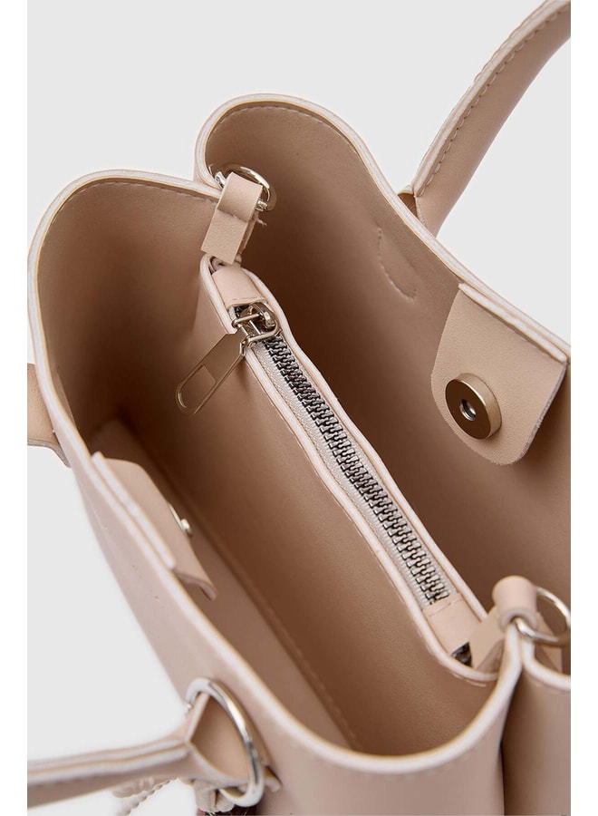 Beige Handbag with Magnetic Closure
