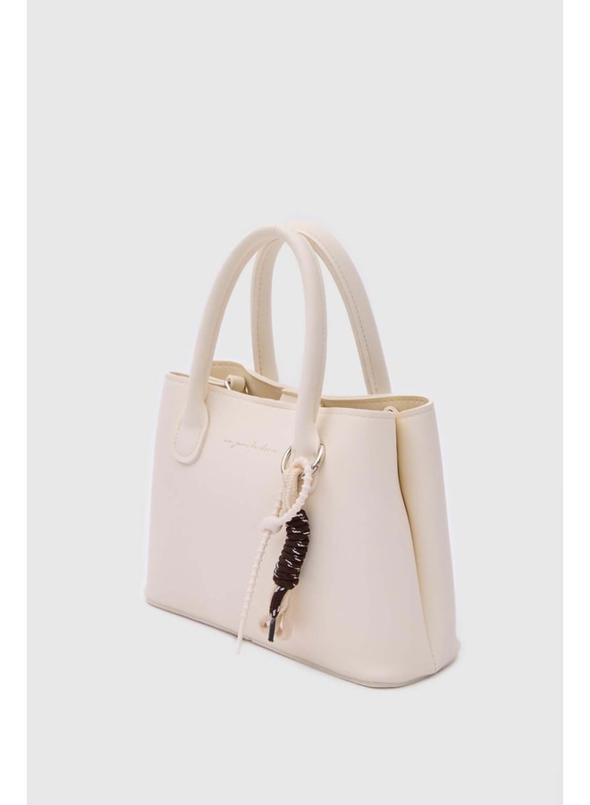 Cream Handbag with Magnetic Closure