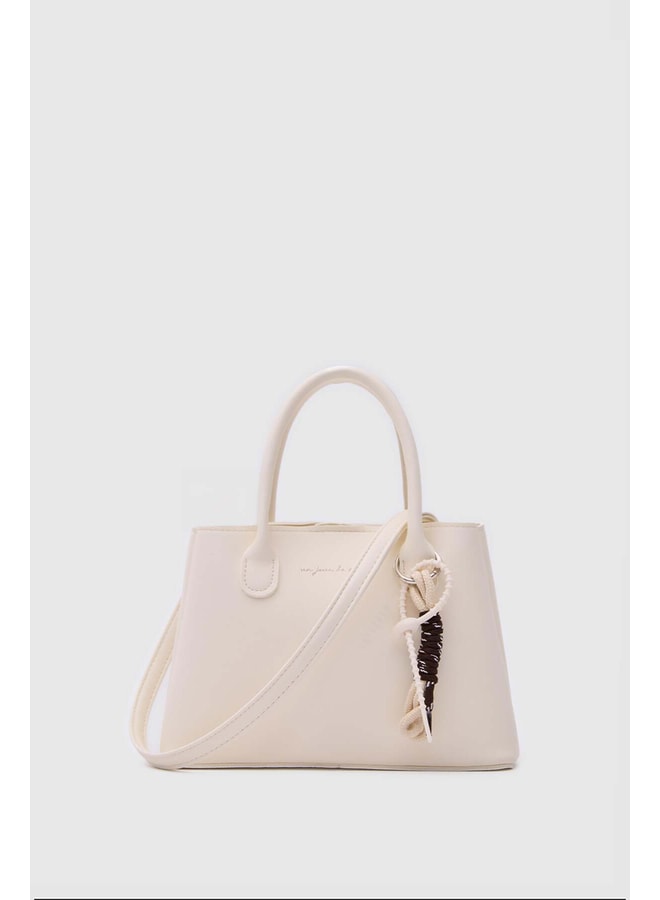 Cream Handbag with Magnetic Closure