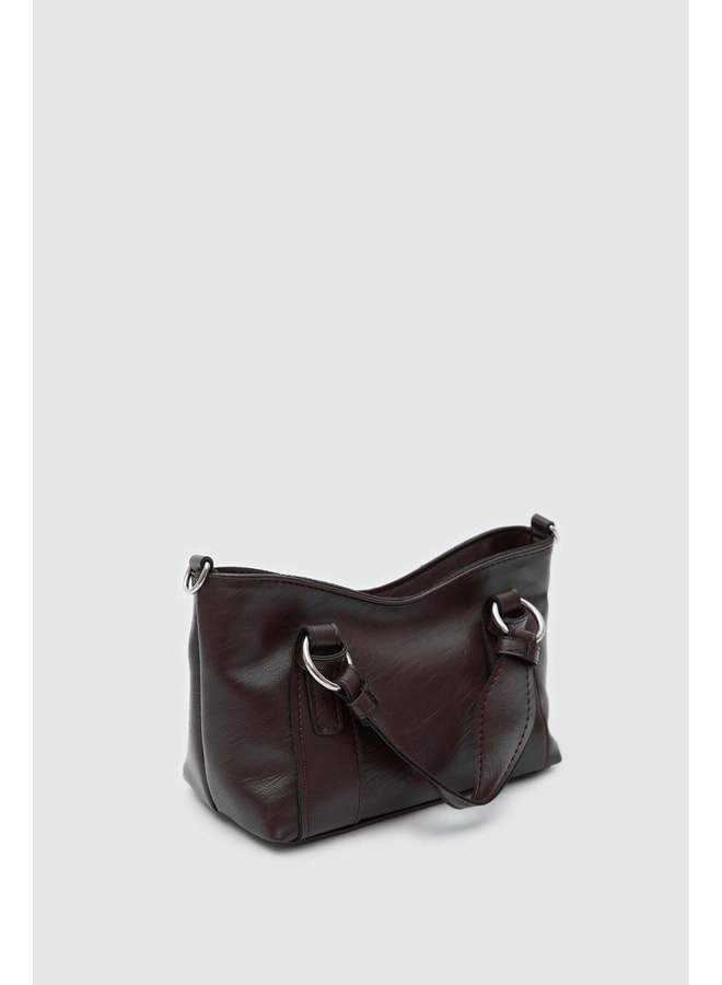 Brown Handbag with Zip Closure