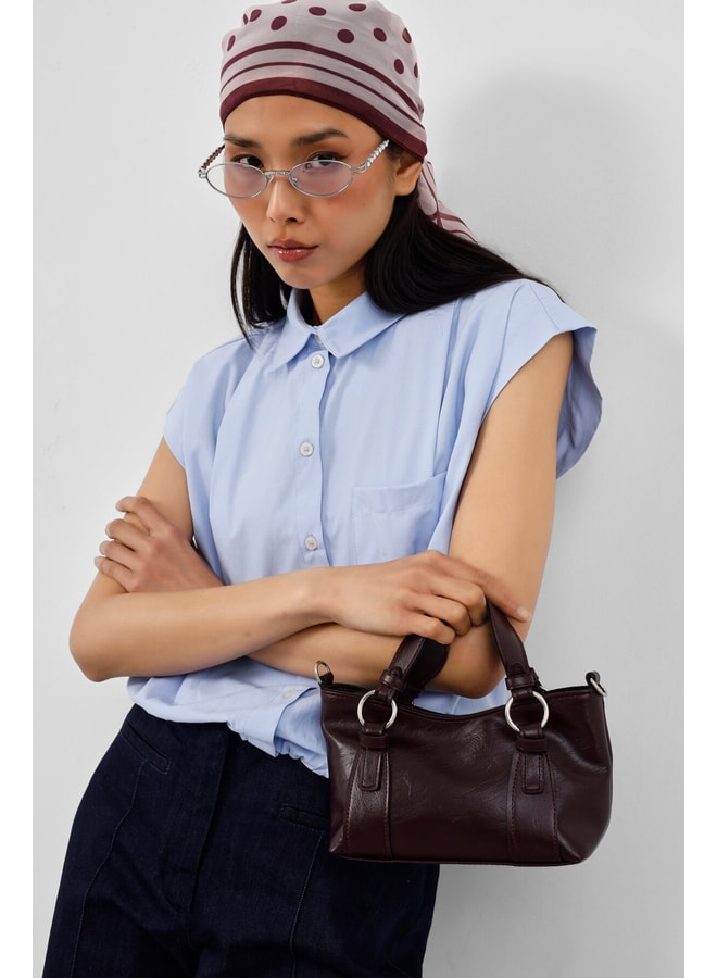 Maroon Handbag with Zip Closure