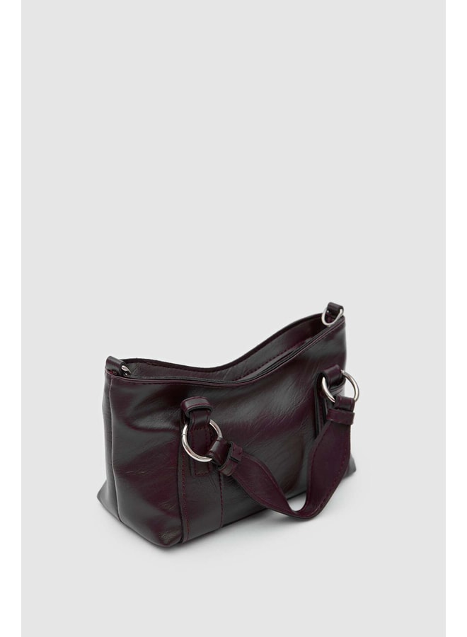 Maroon Handbag with Zip Closure