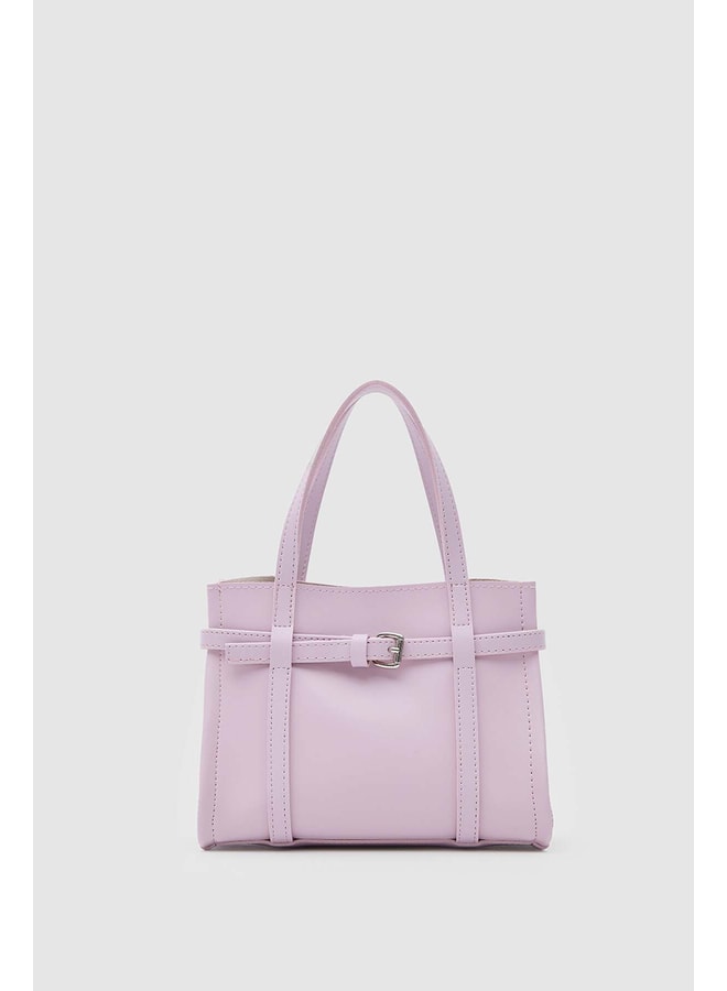 Lilac Handbag with Buckle Closure