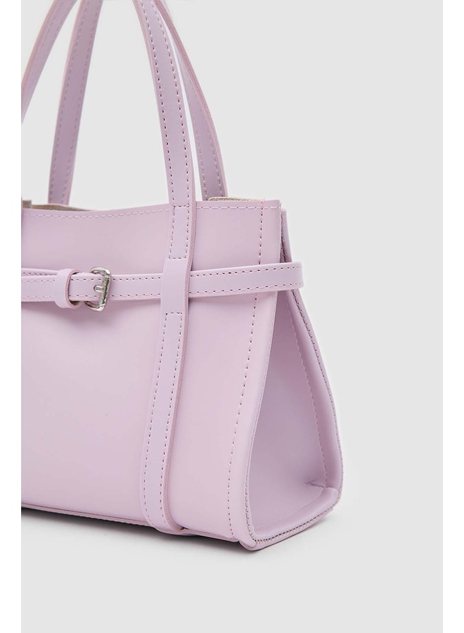 Lilac Handbag with Buckle Closure