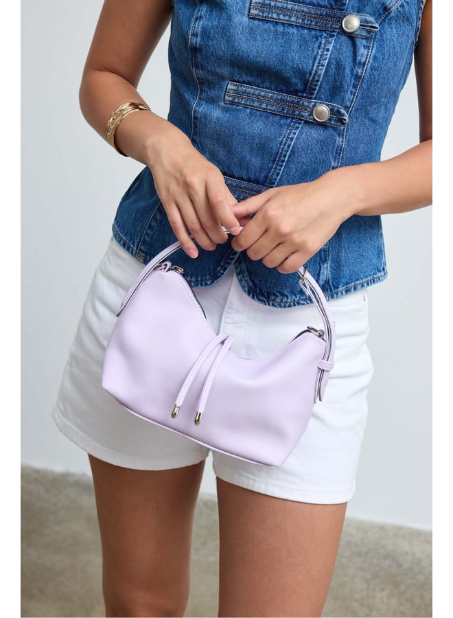 Lilac Handbag with Zip Closure