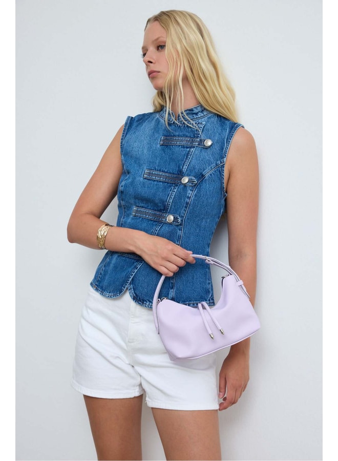 Lilac Handbag with Zip Closure