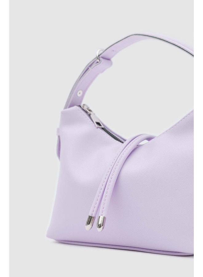 Lilac Handbag with Zip Closure