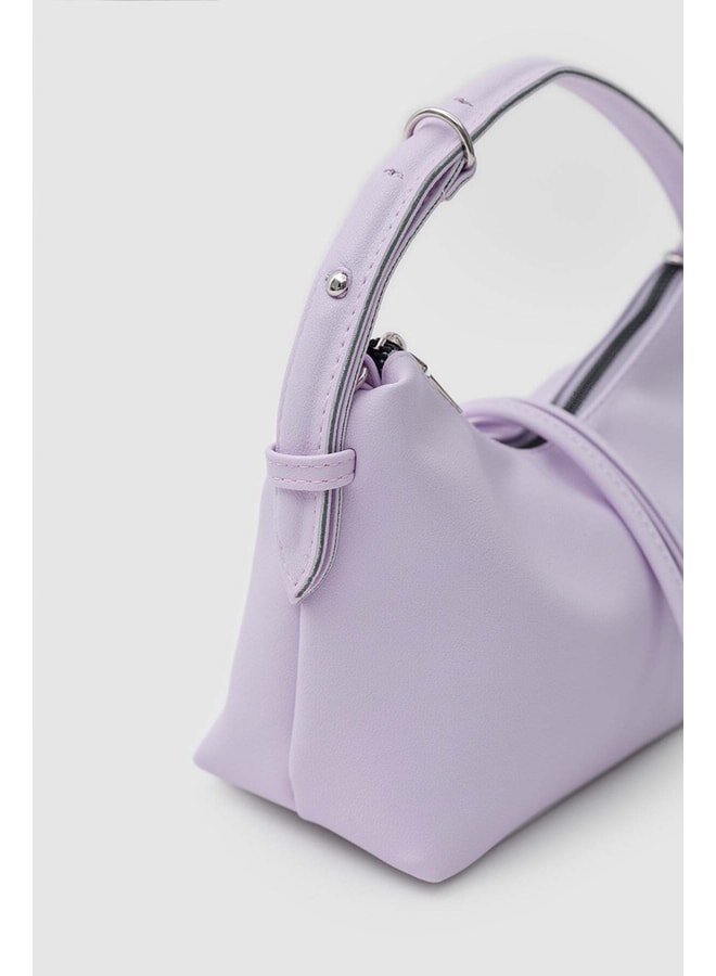 Lilac Handbag with Zip Closure
