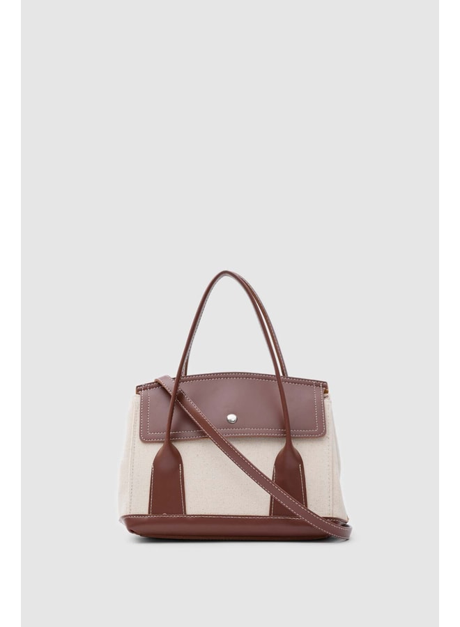 Brown Handbag with Clasp Closure