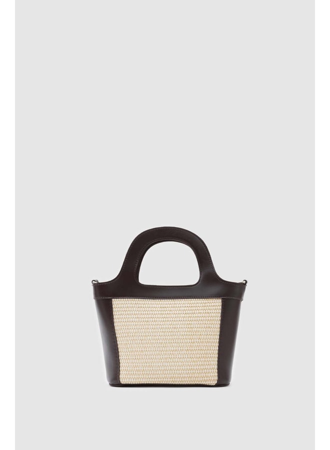 Brown Handbag with Zip Closure