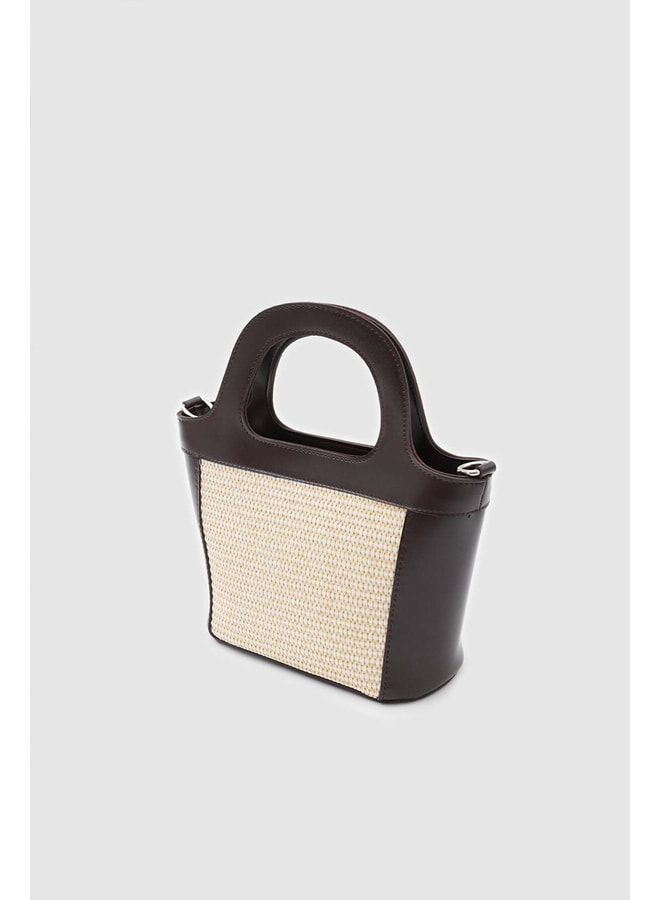 Brown Handbag with Zip Closure
