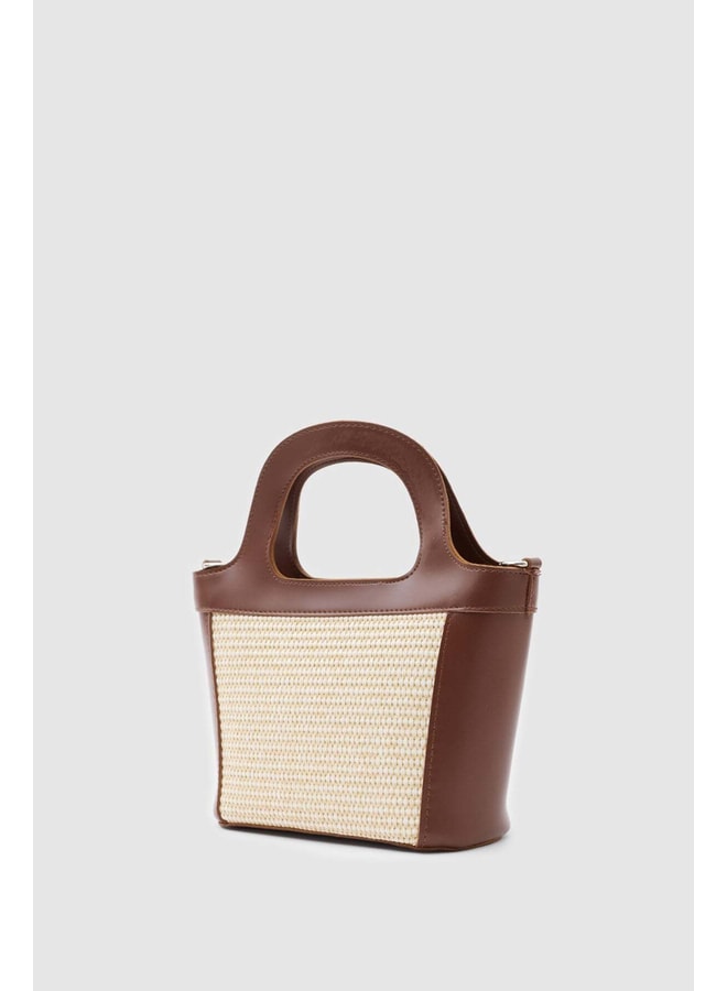 Brown Handbag with Zip Closure