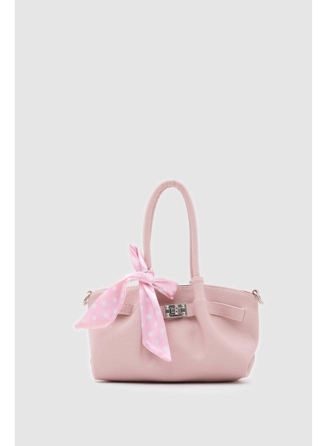 Pink Handbag with Turn Lock Closure