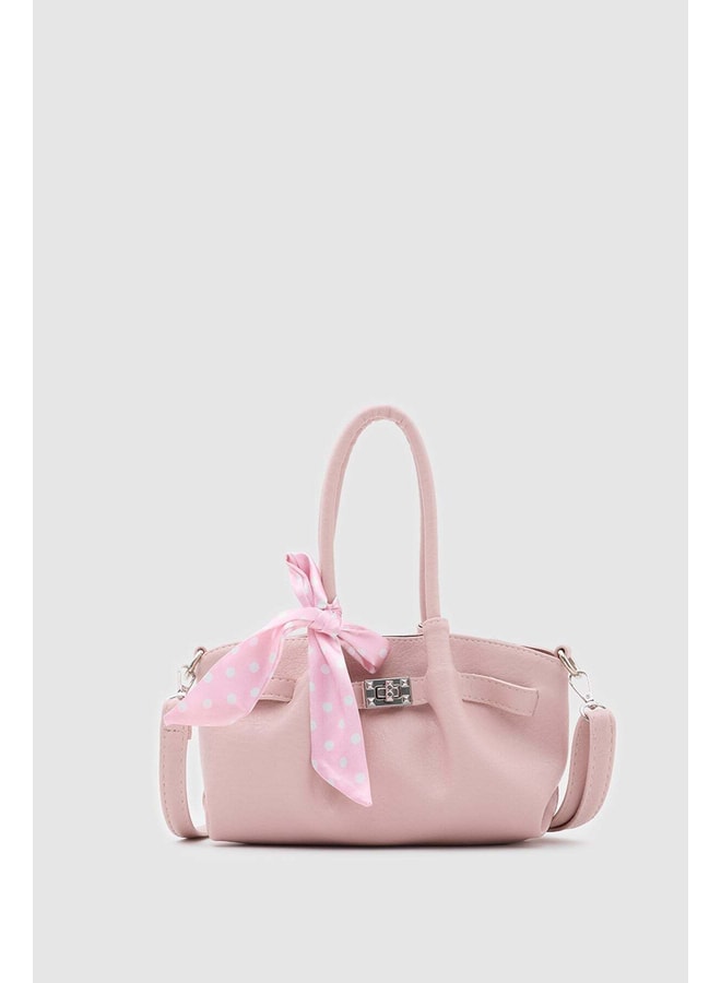 Pink Handbag with Turn Lock Closure