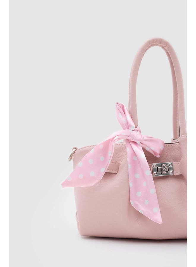 Pink Handbag with Turn Lock Closure